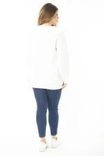 Kadın Büyük Beden Kemik İçi Şardonlu İki İplik Ön Baskılı Sweatshirt 65N37158