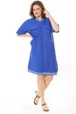 Kadın Büyük Beden Nar Ön Fermuarlı Ribana Detaylı Aerobin Kumaş Elbise 65N37880