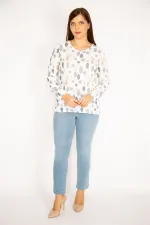 Kadın Kemik Triko Dokuma Desenli Bluz 65N34920