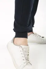 Kadın Büyük Beden Lacivert Paçası Ribanalı Eşofman Alt 65N37488