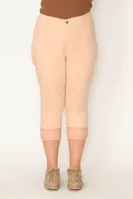 Kadın Vizon Paçası Tül Detaylı Likralı 5 Cep Kapri 65N31614