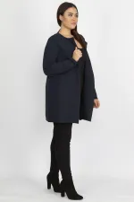 Kadin Lacivert Hakim Yaka Cep Detayli Astarsiz Ceket 65N14545