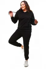 SURVÊTEMENT NOIR À CAPUCHE ET POCHES POUR FEMME