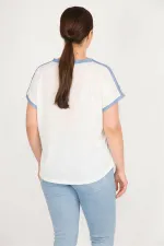 Kadın Kemik Büyük Beden V Yakalı Düşül Kol Bluz