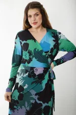 WOMEN'S GREEN SIDE TIE WRAPPED DRESS 26A37260