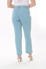 Kadın Büyük Beden Yeşil Likralı Gabardin Kumaş 5 Cepli Pantolon 65N37750