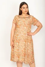 Kadın Renkli Astarlı Şifon Elbise 65N26549