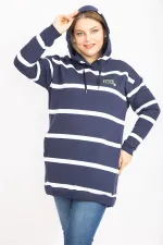 Kadın Lacivert 3 İplik İçi Şardonlu Kalın Sweatshirt 65N35448