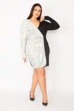 ROBE PORTEFEUILLE FERMÉE À PAILLETTES NOIRES POUR FEMME