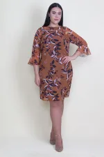 Kadın Taba Yaka Ve Kol Detaylı Astarlı Şifon Elbise 65N18213