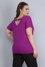 Kadın Fuşya Sırt Dekolteli Viskon Tunik 65N15439