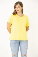 Kadın Büyük Beden Kemik Bisiklet Yakalı Kendinden Desenli Bluz 65N36933