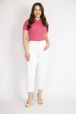 Kadın Beyaz Büyük Beden 5 Cepli Kot Pantolon