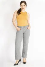Kadın Gri Büyük Beden 5 Cepli Kot Pantolon