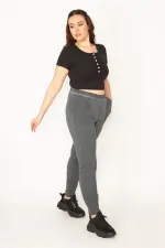 Kadın Füme Yıkamalı Pamuklu Kumaş Eşofman Alt 65N32327