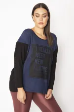 Kadın Saks Baskı Detaylı İki Renkli Tunik 65N29345