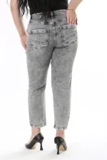 Kadın Büyük Beden Füme Yıkama Efektli Yüksek Bel Likralı 5 Cep Kot Pantolon 65N38122