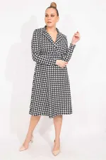 ROBE COL PORTEFEUILLE NOIRE À MOTIF HOUGHFOOT POUR FEMME 26A35519