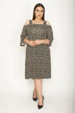 Kadın Lacivert Askılı Omuz Dekolteli Kol Ağzı Volanlı Viskon Elbise 65N26348