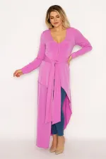 Kadın Lila Agraf Düğmeli Asimetrik Kesim Kap 65N35020