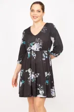 Kadın Siyah V Yakalı Bel Ve Kol Ağzı Lastikli Elbise 26A35828