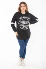 Kadın Büyük Beden Siyah İçi Şardonlu Üç İplik Sweatshirt 65N37295