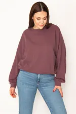 WOMEN'S COLORFUL 3-YARN SWEATSHIRT WITH RASHED INSIDE AND ELASTIC HEM