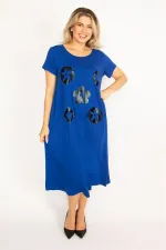 Kadın Mürdüm Suni Deri Garnili Elbise 65N34504