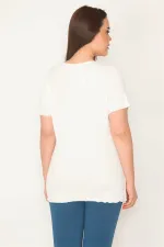 KADIN KEMİK V YAKALI LİKRALI BLUZ