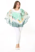 Kadın Büyük Beden Yeşil İçi Viskon Atletli Şifon Tunik 65N37912