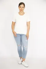 Kadın Kemik Büyük Beden Gofreli Bluz