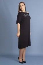 Kadın Haki Sim Detaylı Ön Baskılı Viskon Elbise 65N27473