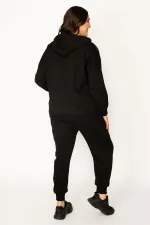 Kadın Siyah İnci Detaylı Kapşonlu Eşofman Takım 65N30435