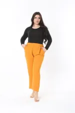 Kadın Büyük Beden Oranj Beli Lastikli Yan Cepli Pantolon 65N38929