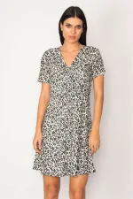 KADIN RENKLİ ANVELOP YAKALI ASTARLI ELBİSE