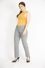 Kadın Gri Büyük Beden 5 Cepli Kot Pantolon