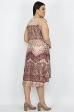 Kadın Petrol Arka Robası Dantel Bel Kısmı Lastikli Elbise 65N27924