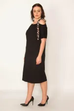 KADIN SİYAH ASKI VE CEP DETAYLI ELBİSE