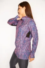 Women's Colorful Front Placket Zippered Underarm Tulle Detailed Sports Sweatshirt 65N34944