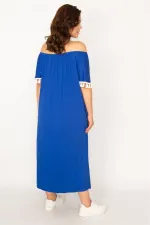 Kadın Kırmızı Karmen Yaka Nakış Ve Püskül Detaylı Uzun Elbise 65N33437