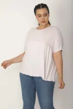 Kadın Pembe Göğüs Büzgü Detaylı Düşük Kollu Viskon Bluz 65N27247