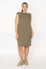 Kadın Haki Pamuklu Kumaş Omuzları Vatkalı Spor Elbise 65N29430