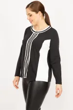 Kadın Siyah Büyük Beden Ön Fermuarlı Astarsız Spor Ceket