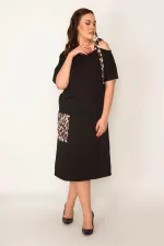 KADIN SİYAH ASKI VE CEP DETAYLI ELBİSE