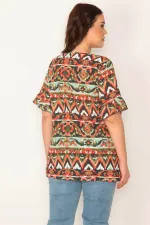 KADIN HAKİ V YAKALI VOLAN KOLLU BLUZ