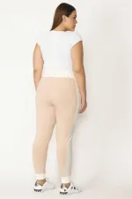 Kadın Pudra Paça Ribanalı Yan Şerit Ve Geniş Kemerli Spor Pantolon 65N27786