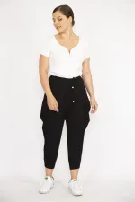 Kadın Siyah Büyük Beden Şalvar Kesim Kapri