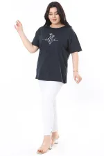 Kadın Büyük Beden Gül Kurusu Bisiklet Yakalı Kısa Kollu Bluz 65N38006