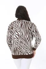 Kadın Büyük Beden Kahve Ön Düğmeli Triko Hırka 65N38566