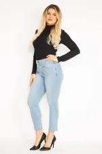 Kadın Mavi Kup Detaylı Kot Pantolon 65N35142